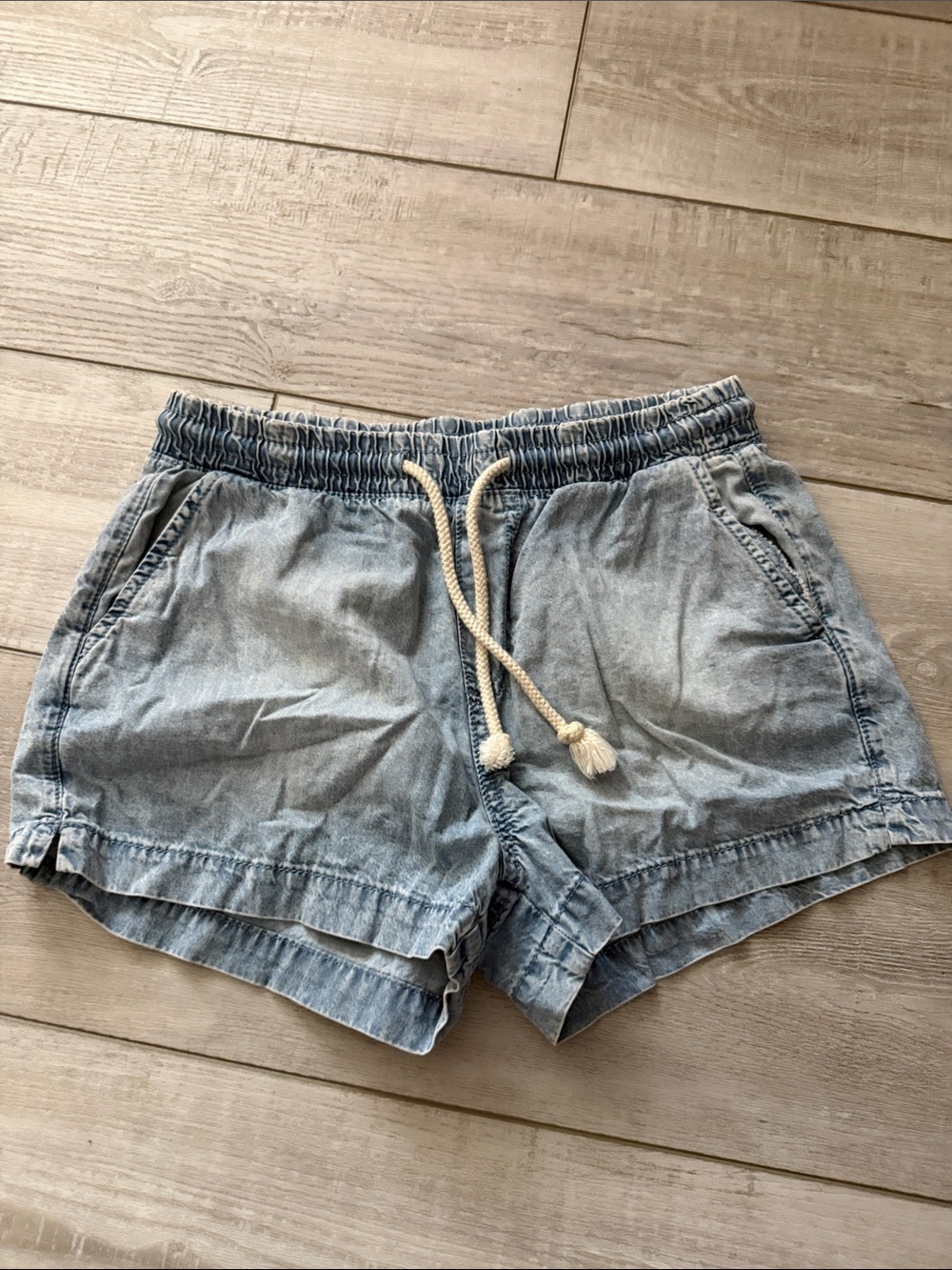 Altar'd State Light Blue Drawstring High Waist Shorts